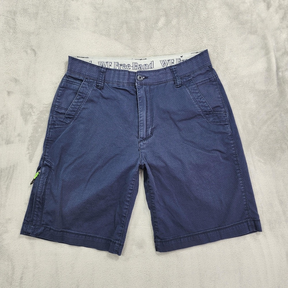 WearFirst Shorts Mens 32 Blue Stretch Cargo Free-Band Travel 10 Inseam Casual